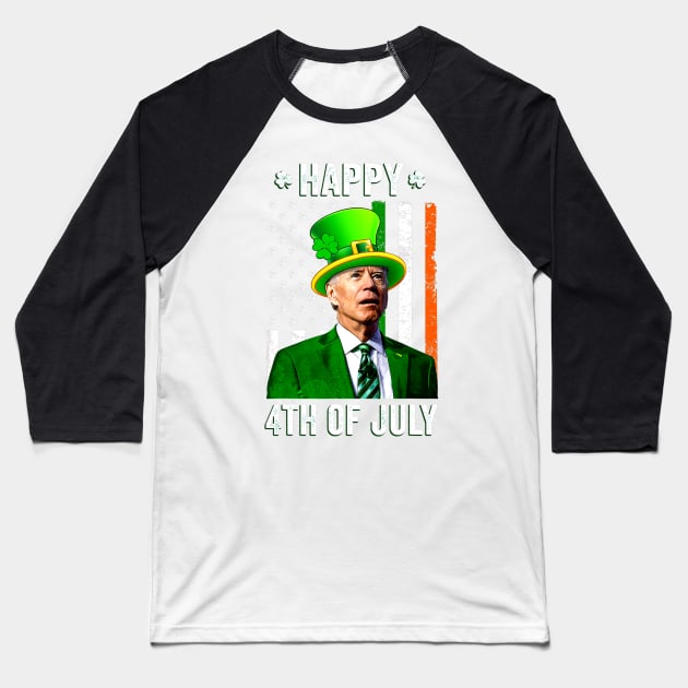 Happy 4th Of July Confused Funny Joe Biden St Patricks Day Baseball T-Shirt by nickymax915